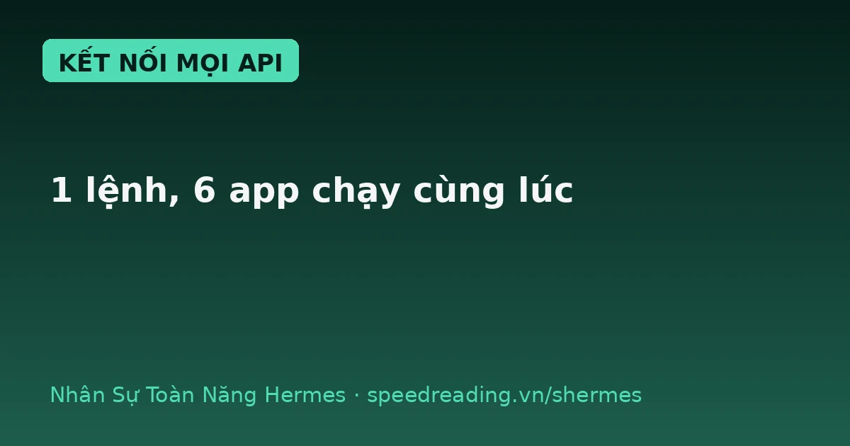 6 app, 1 lệnh: Hermes gom mọi API vào 1 mối, chạy xong trong 8 phút (thay vì 90 phút gom tay)
