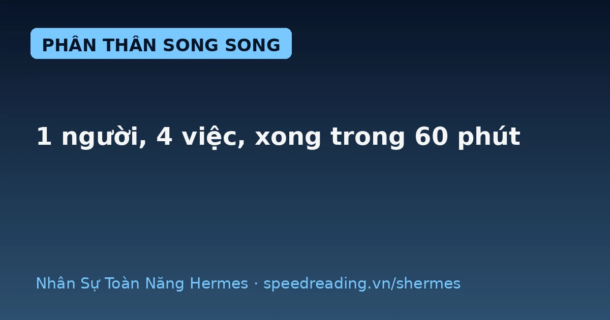 Hermes phân thân: 1 câu lệnh, 4 bản thể chạy song song, xong trong 60 phút (chatbot không thể)