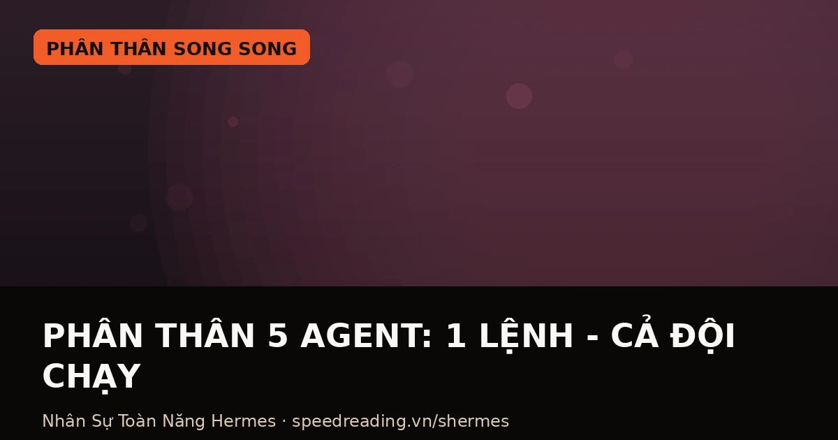 Quản lý 5 nhân sự ảo cùng lúc: Hermes làm Tổng Đạo Diễn, 1 lệnh cả đội chạy — Hỉ rảnh đi cafe (thay vì 3 tiếng gửi từng mảng)